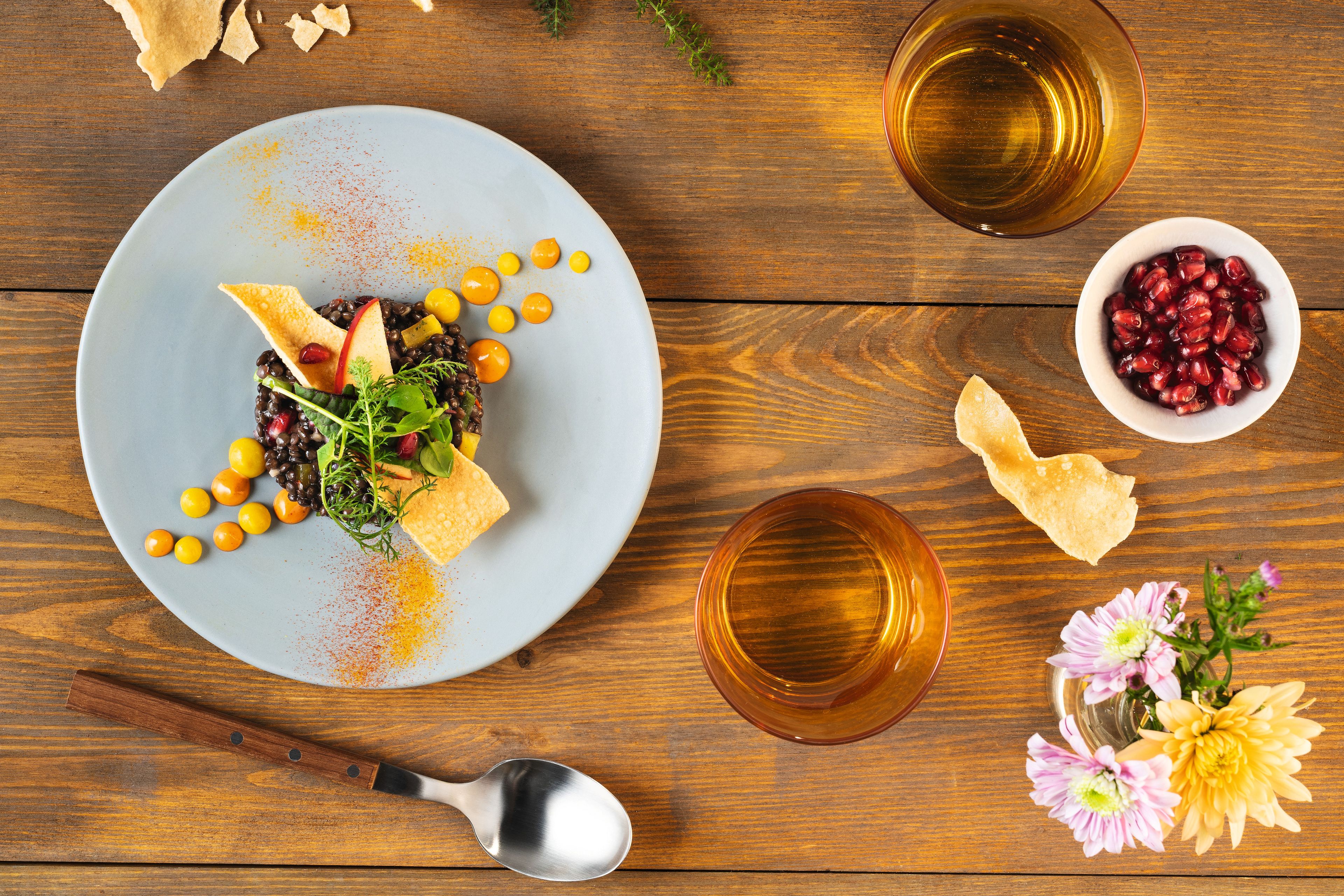 Dreierlei Linsen mit Äpfel und Honig Balsam-Vinaigrette