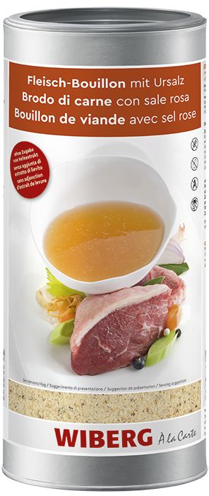 Meat broth with pink salt